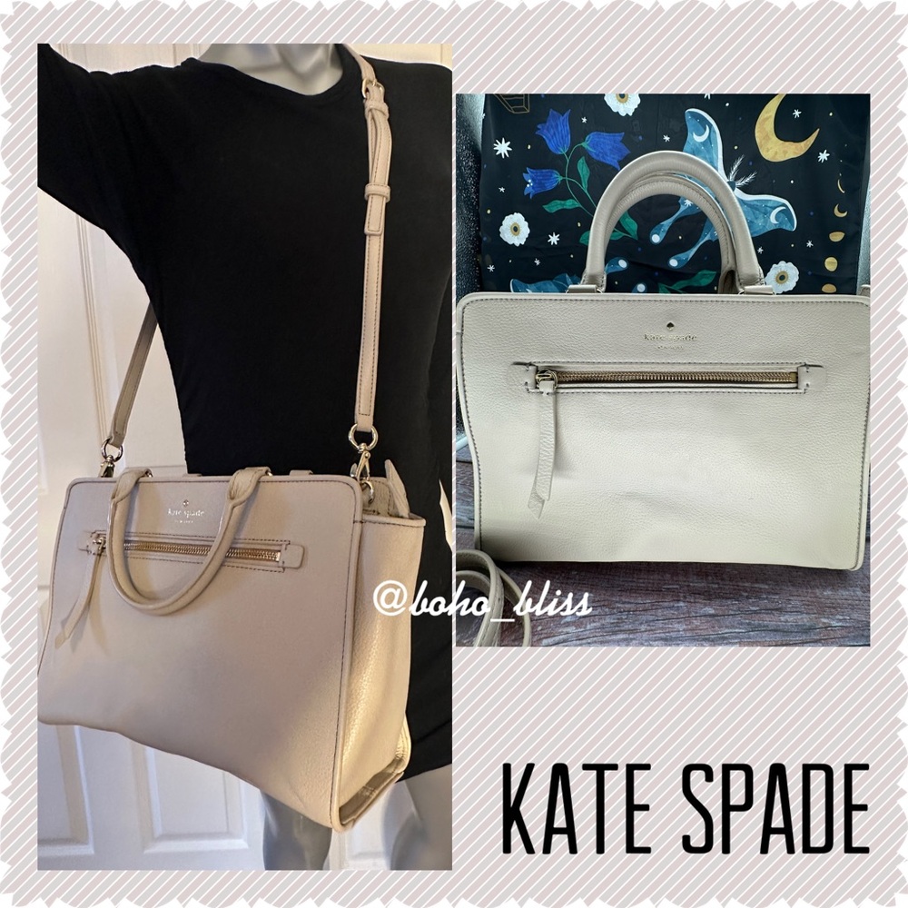 KATE SPADE | Large Cream Leather Satchel with Removable Crossbody Strap NWT - Picture 6 of 6